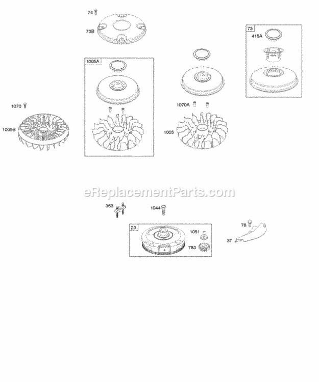 Flywheel Diagram and Parts List for  Briggs and Stratton Engine